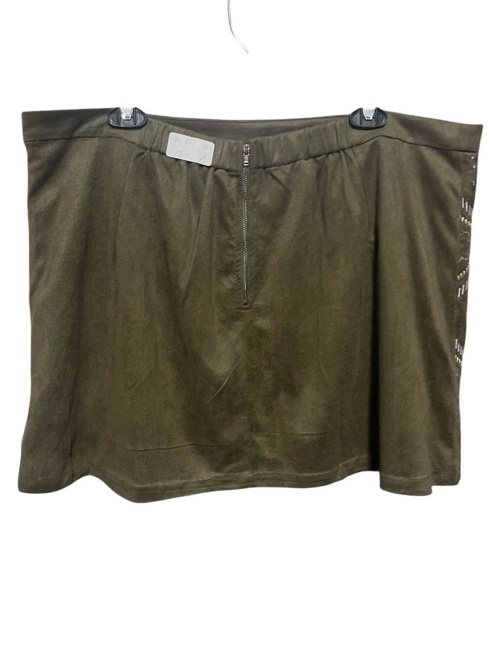 Savanna Jane Embroidered Olive Green Mini Skirt – Women’s 1X - Picture 3 of 5